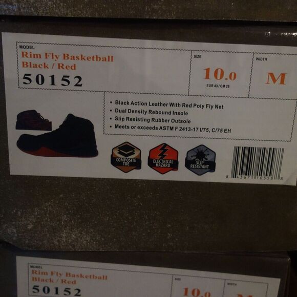 NEW Hoss Boots Rim Fly Black Red High Top Composite Toe Slip Resistant Men's 10 - Picture 9 of 10